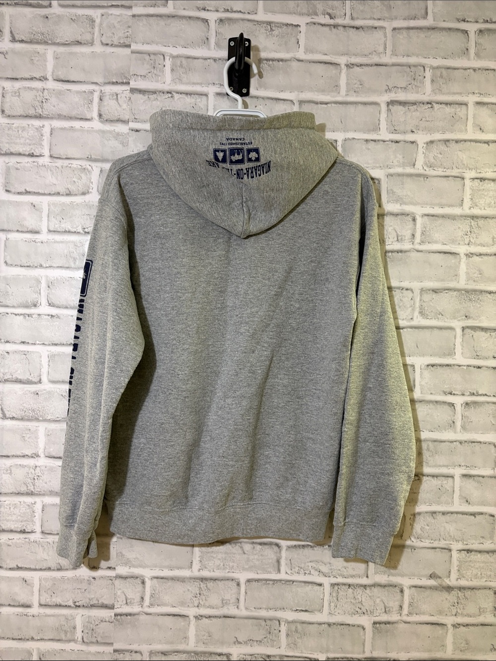 Gray Hoodie with Navy Niagara-On-The-Lake Print, small - Picture 6 of 7